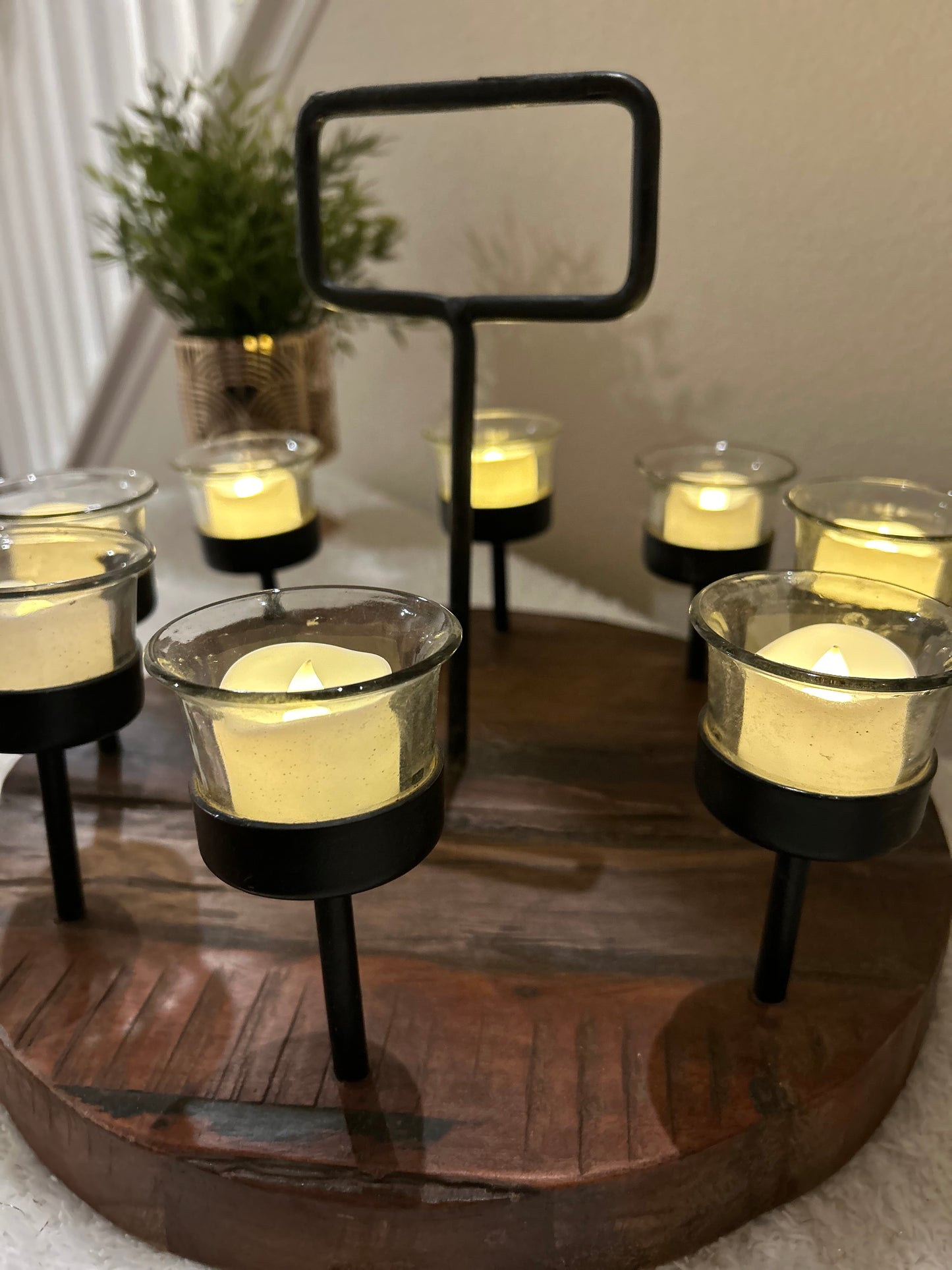 Round Wooden Candle Holder