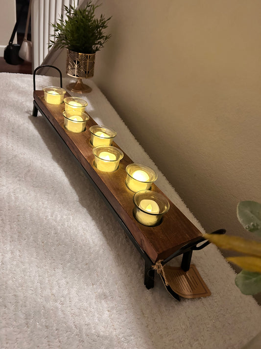 Wooden Candle Holder (with Handle on sides)