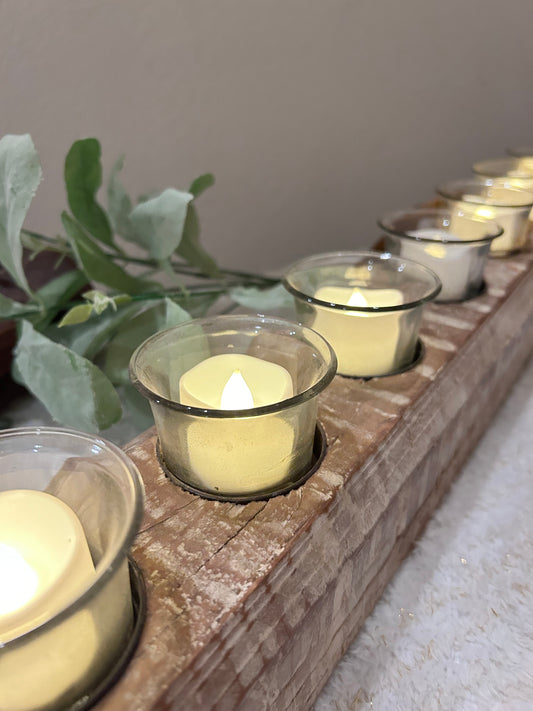 Wooden log Tea light Candle Holder