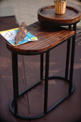 Reclaimed wood Multi user Side Table with Tray