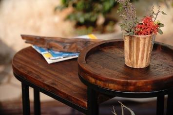 Reclaimed wood Multi user Side Table with Tray