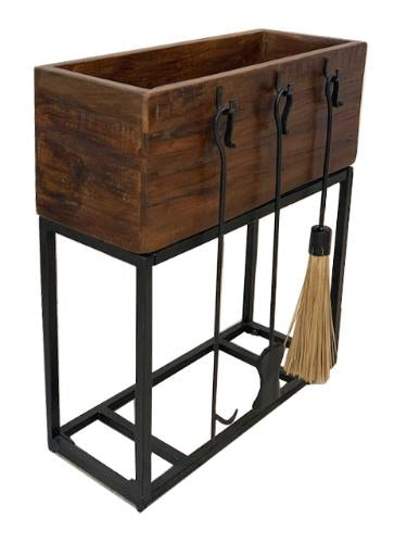 Reclaimed wooden storage with tools | FirePlace | BBQ Storage