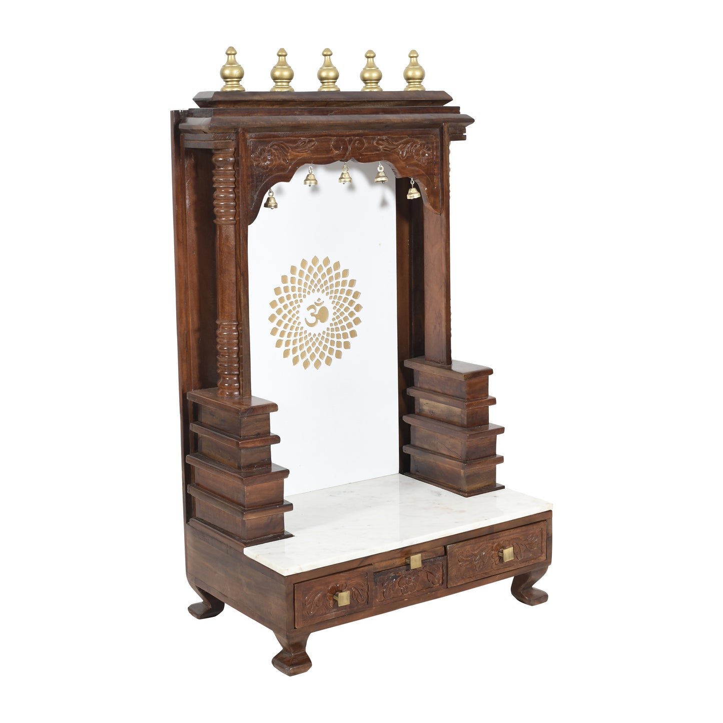Elegant Wooden Mandir in Solid Wood (SR769) – Home Temple