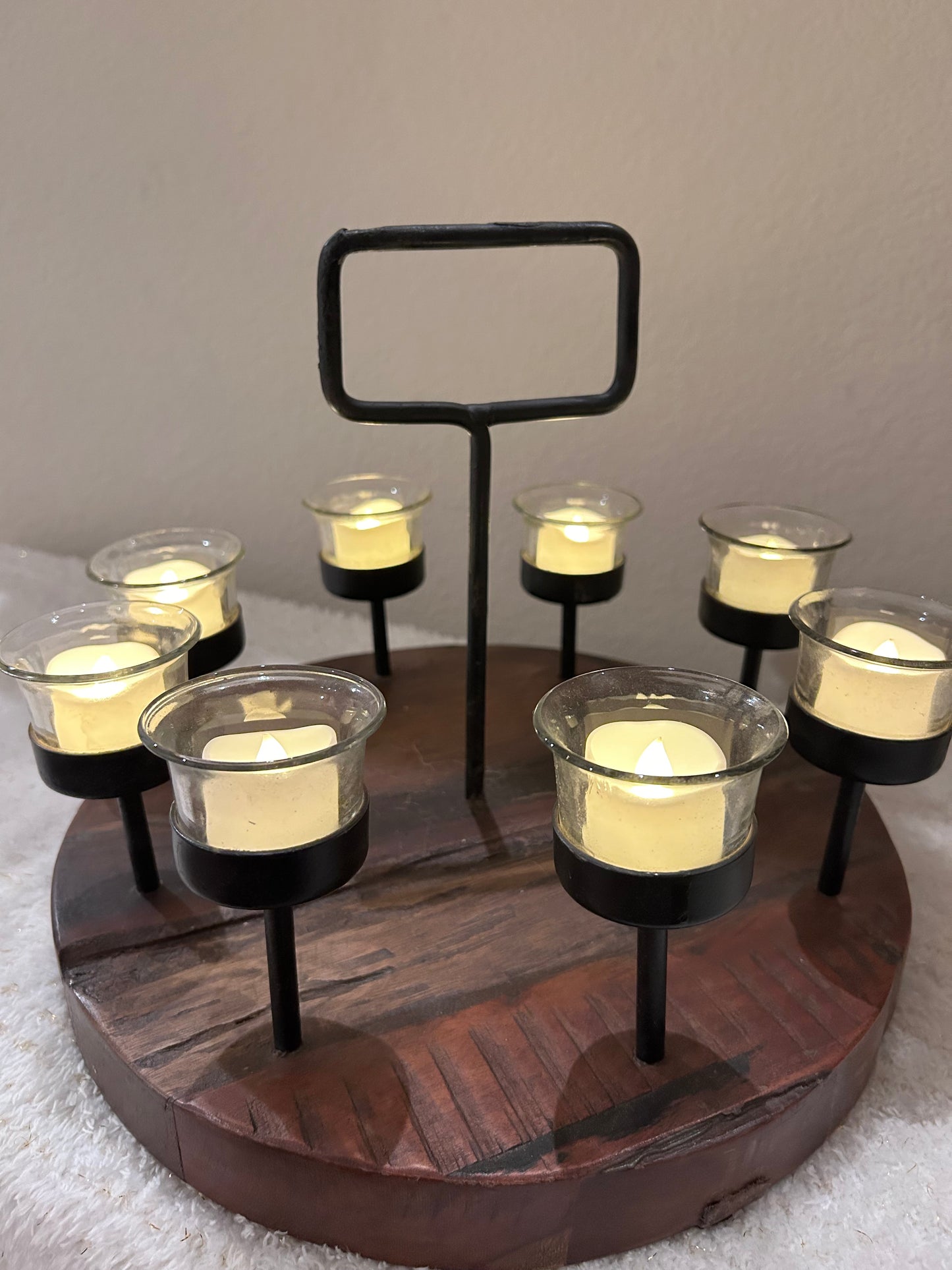 Round Wooden Candle Holder