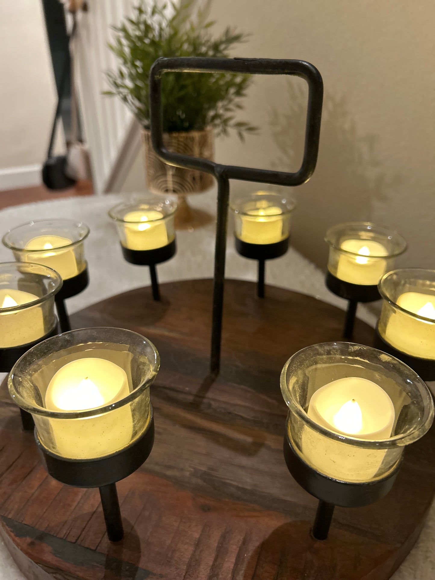 Round Wooden Candle Holder