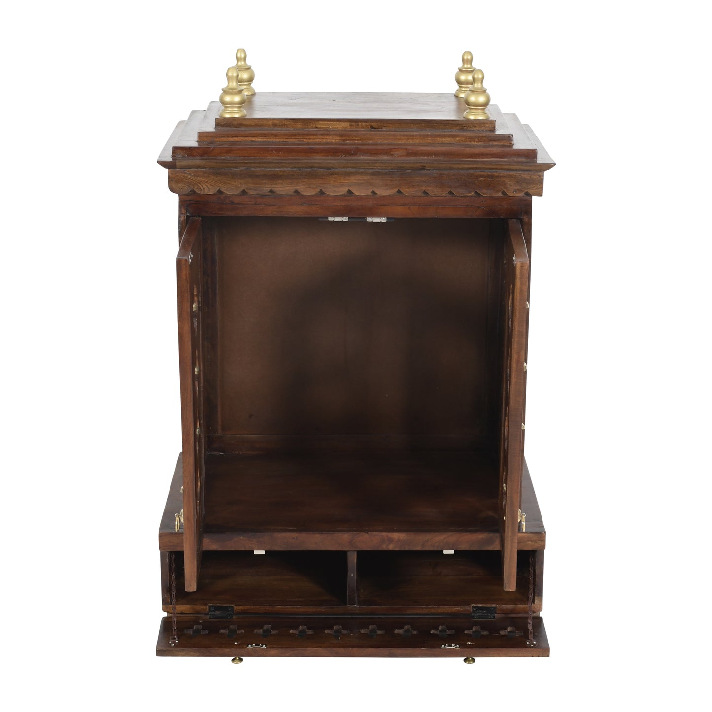 Handcrafted Mandir with Doors & Bells (SR763) – Traditional Cabinet Style Home Temple