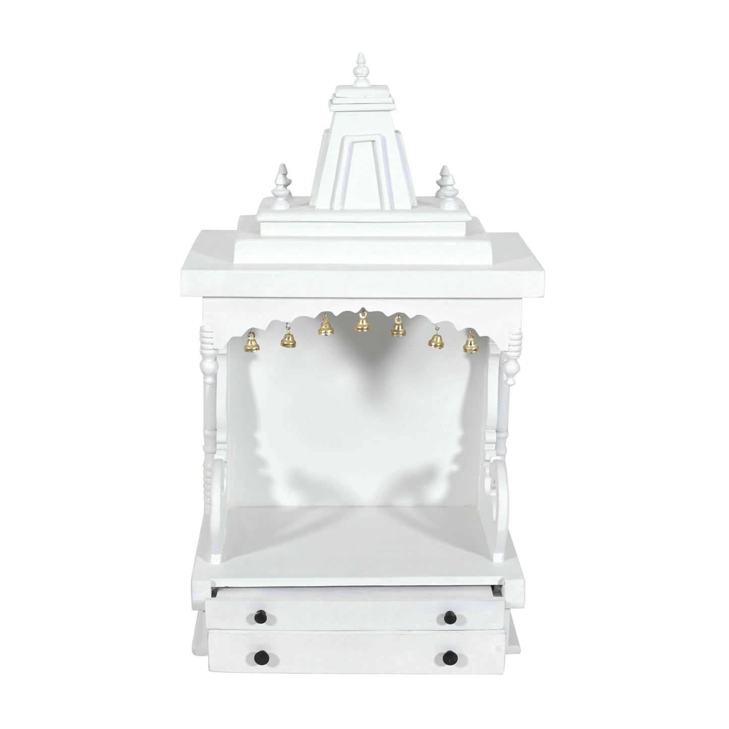 White Solid Wood Mandir (SR765) – Minimalist Home Temple