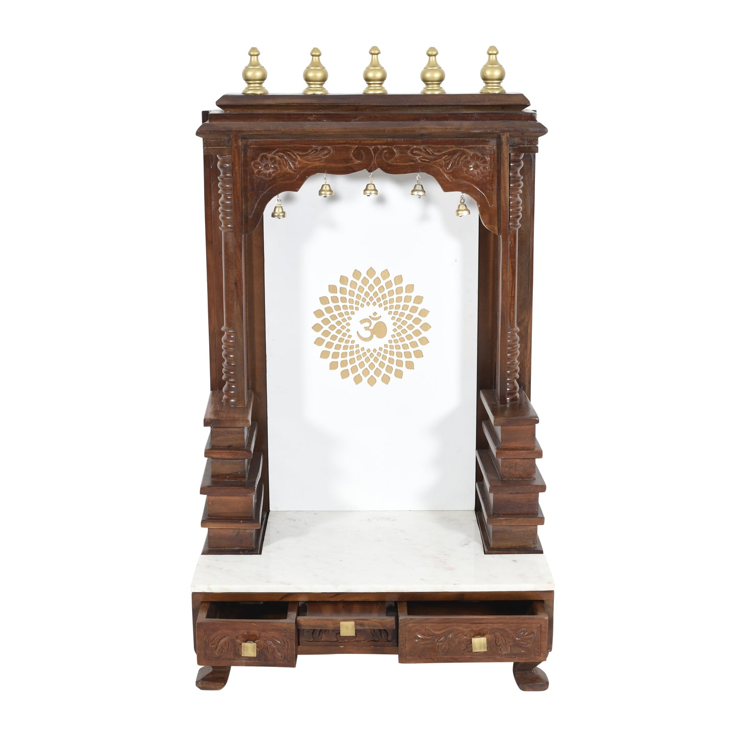Elegant Wooden Mandir in Solid Wood (SR769) – Home Temple