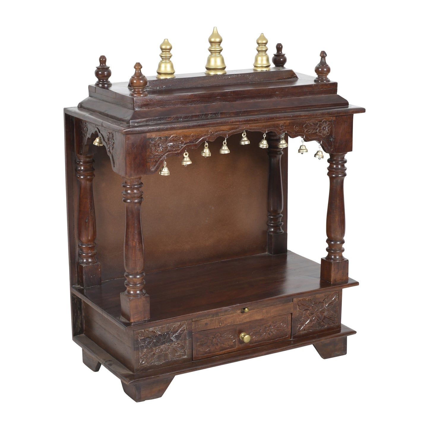 Compact Solid Wood Mandir (SR770) – Space-Saving Home Temple