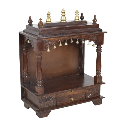 Compact Solid Wood Mandir (SR770) – Space-Saving Home Temple