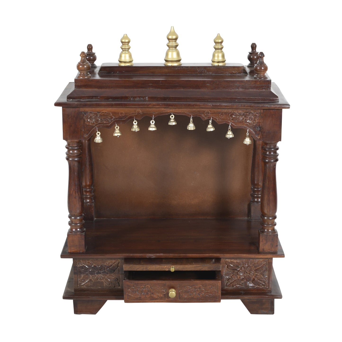 Compact Solid Wood Mandir (SR770) – Space-Saving Home Temple
