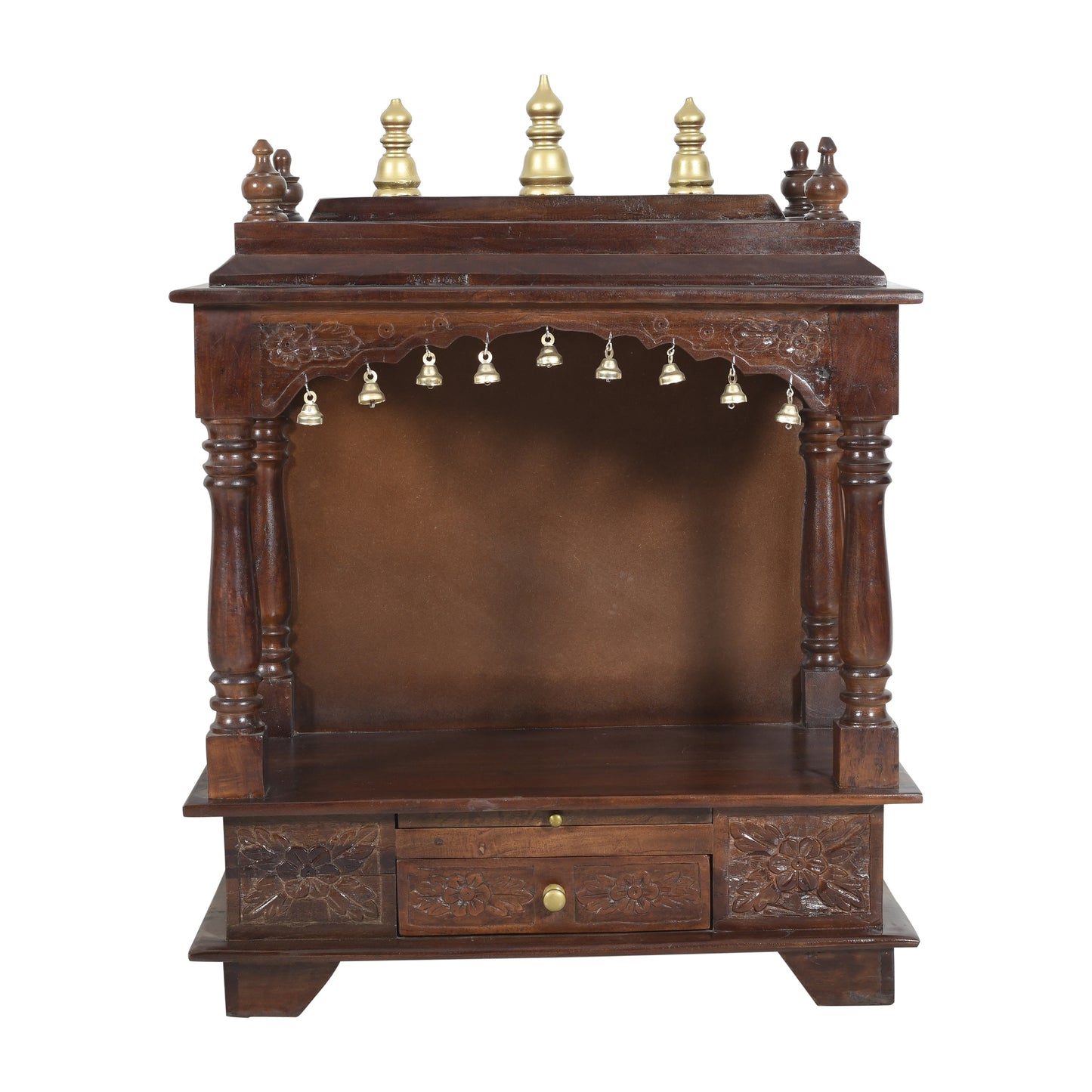 Compact Solid Wood Mandir (SR770) – Space-Saving Home Temple